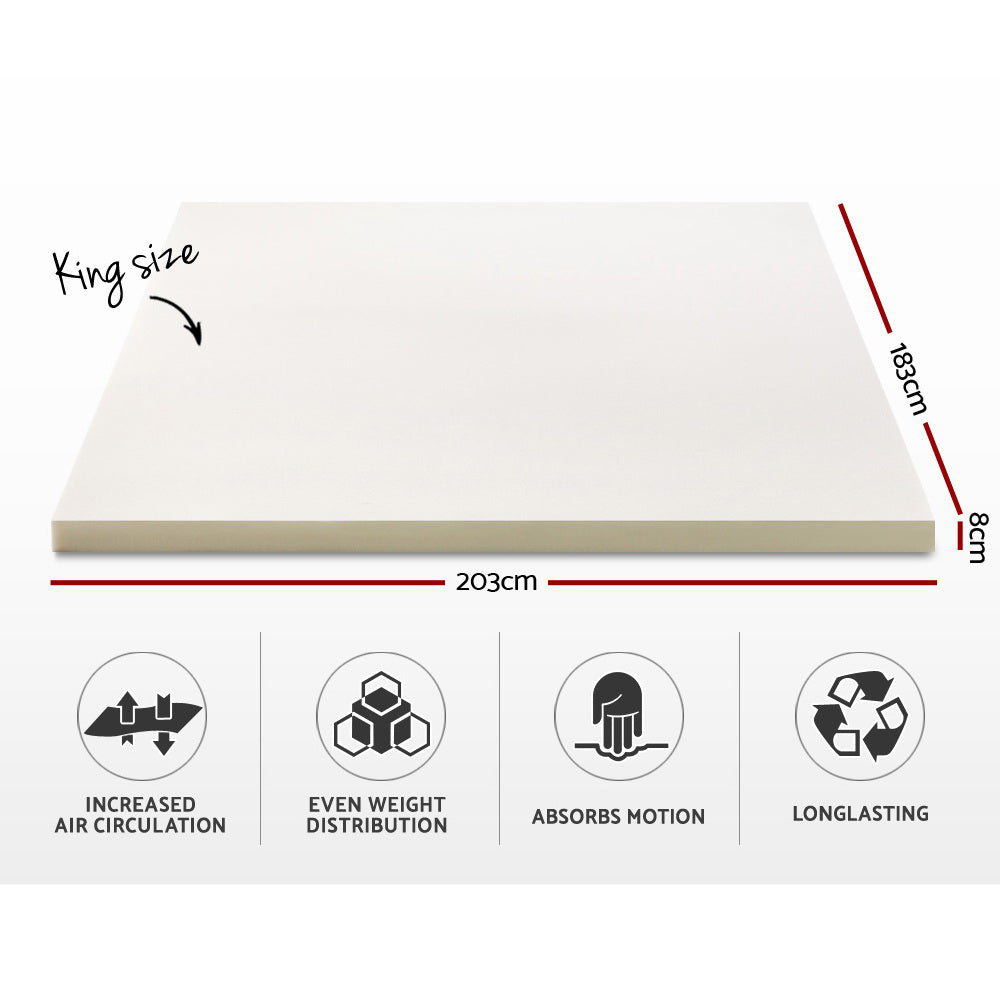 Giselle Bedding Memory Foam Mattress Topper 8cm King MATTRESS-TOP-8-K