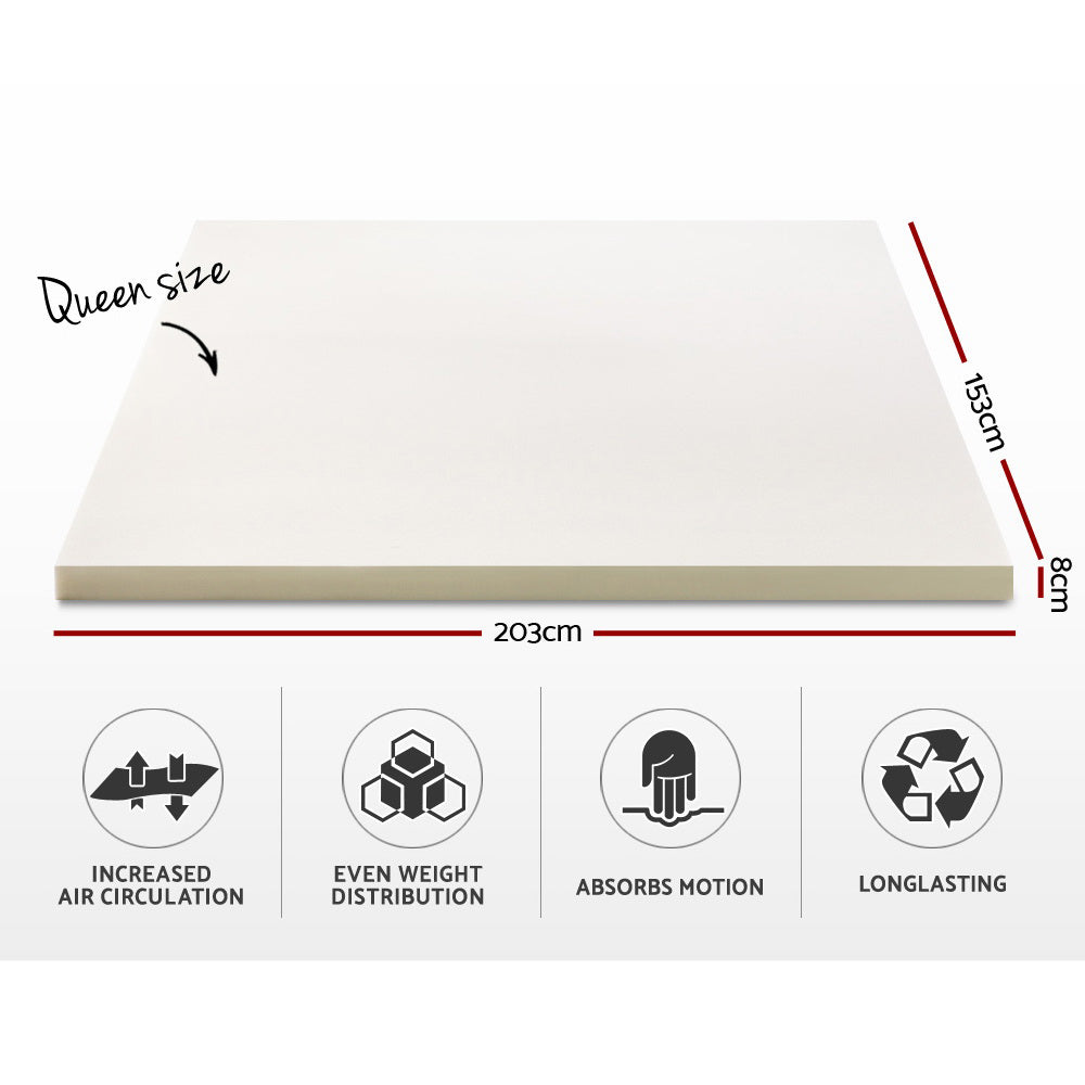 Giselle Bedding Memory Foam Mattress Topper 8cm Queen MATTRESS-TOP-8-Q