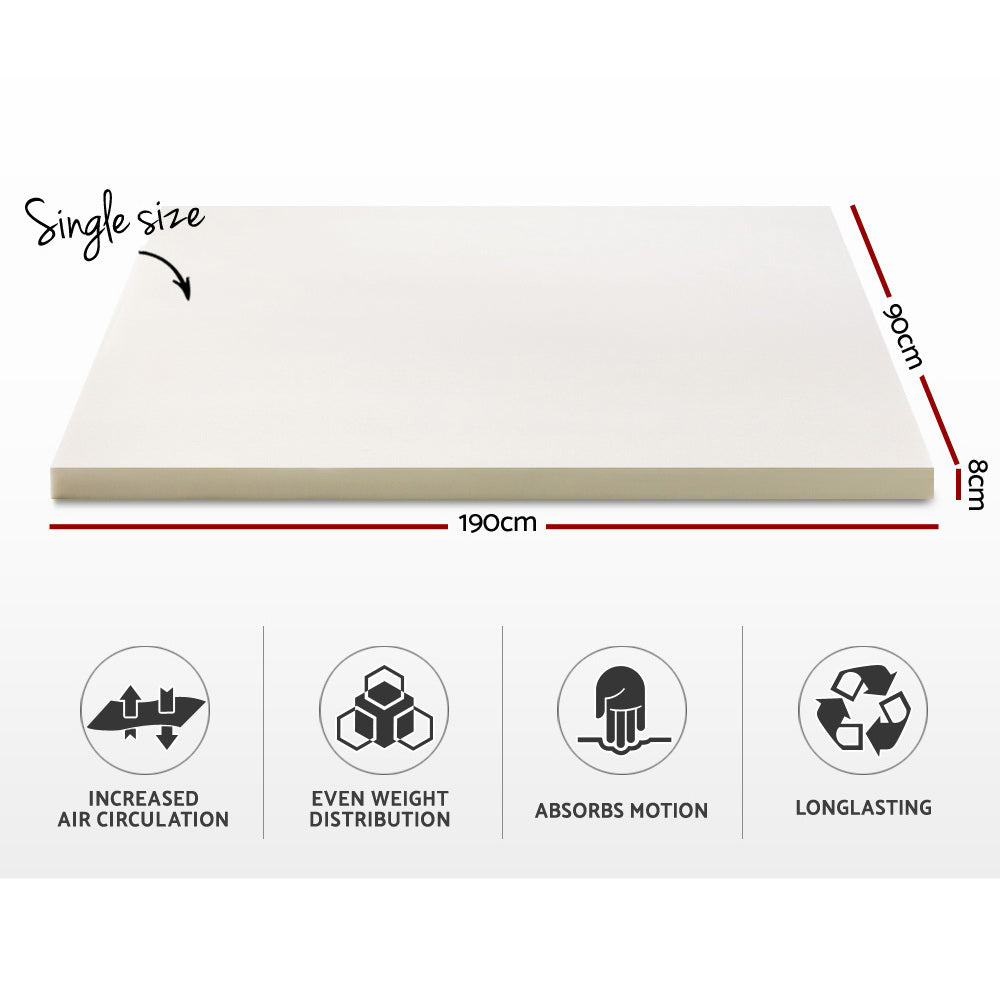 Giselle Bedding Memory Foam Mattress Topper 8cm Single MATTRESS-TOP-8-S