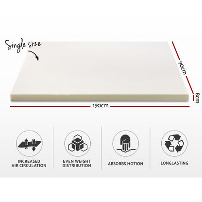Giselle Bedding Memory Foam Mattress Topper 8cm Single MATTRESS-TOP-8-S