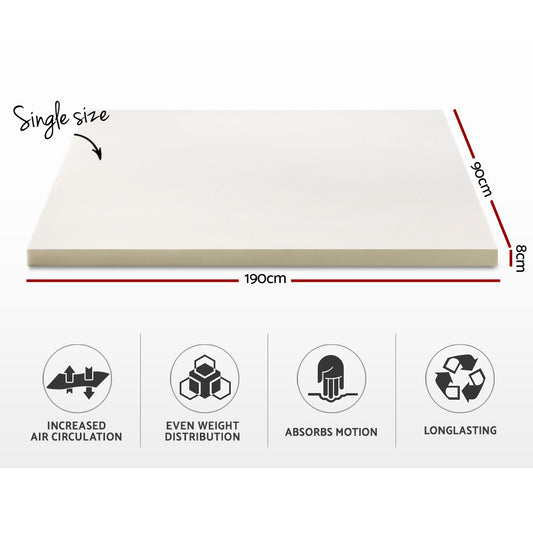 Giselle Bedding Memory Foam Mattress Topper 8cm Single MATTRESS-TOP-8-S