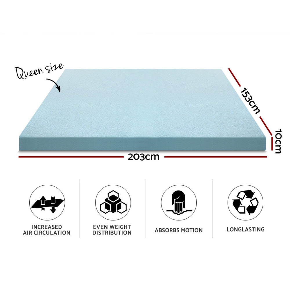 Giselle Bedding Memory Foam Mattress Topper Cool Gel 10cm Queen MATTRESS-TOP-C-GEL-10-Q
