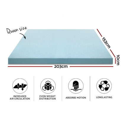Giselle Bedding Memory Foam Mattress Topper Cool Gel 10cm Queen MATTRESS-TOP-C-GEL-10-Q