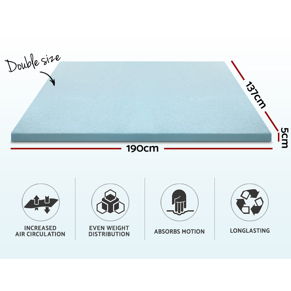 Giselle Bedding Memory Foam Mattress Topper Cool Gel 5cm Double MATTRESS-TOP-C-GEL-5-D