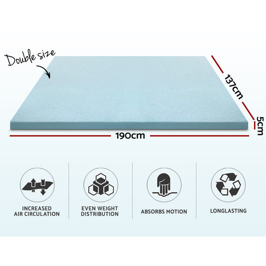 Giselle Bedding Memory Foam Mattress Topper Cool Gel 5cm Double MATTRESS-TOP-C-GEL-5-D