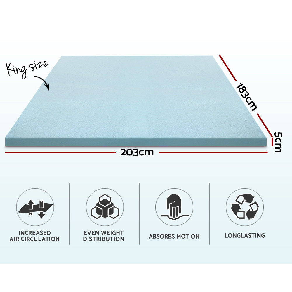 Giselle Bedding Memory Foam Mattress Topper Cool Gel 5cm King MATTRESS-TOP-C-GEL-5-K