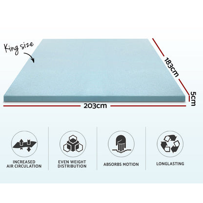 Giselle Bedding Memory Foam Mattress Topper Cool Gel 5cm King MATTRESS-TOP-C-GEL-5-K