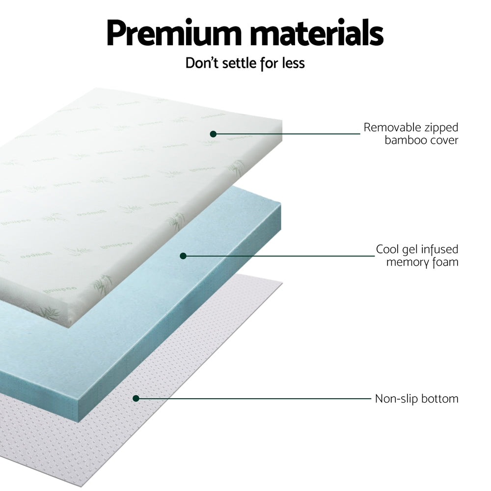 Giselle Bedding Memory Foam Mattress Topper Cool Gel 5cm King Single MATTRESS-TOP-C-GEL-5-KS