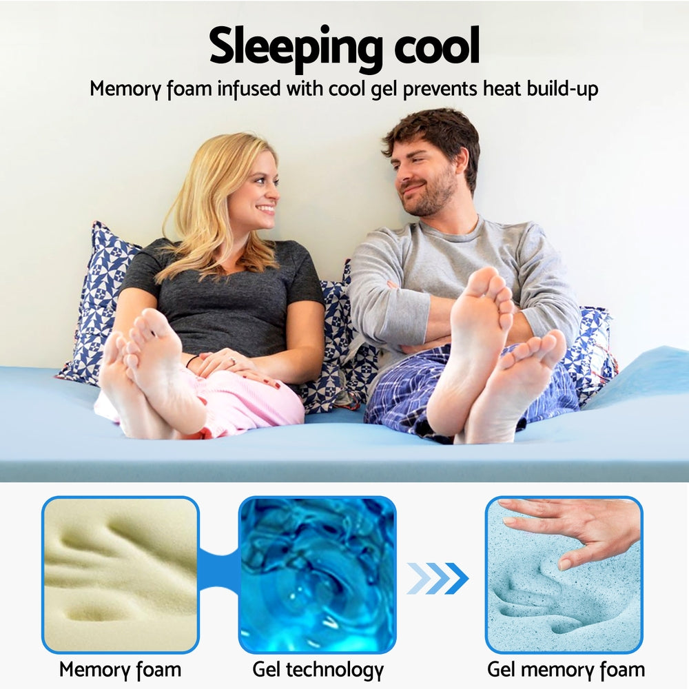 Giselle Bedding Memory Foam Mattress Topper Cool Gel 5cm King Single MATTRESS-TOP-C-GEL-5-KS