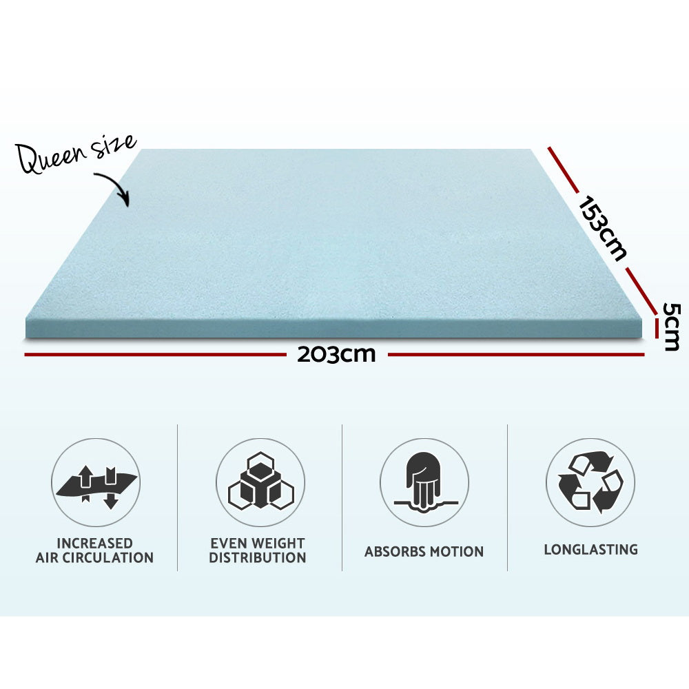 Giselle Bedding Memory Foam Mattress Topper Cool Gel 5cm Queen MATTRESS-TOP-C-GEL-5-Q