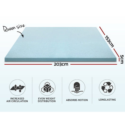Giselle Bedding Memory Foam Mattress Topper Cool Gel 5cm Queen MATTRESS-TOP-C-GEL-5-Q