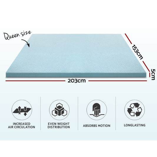 Giselle Bedding Memory Foam Mattress Topper Cool Gel 5cm Queen MATTRESS-TOP-C-GEL-5-Q