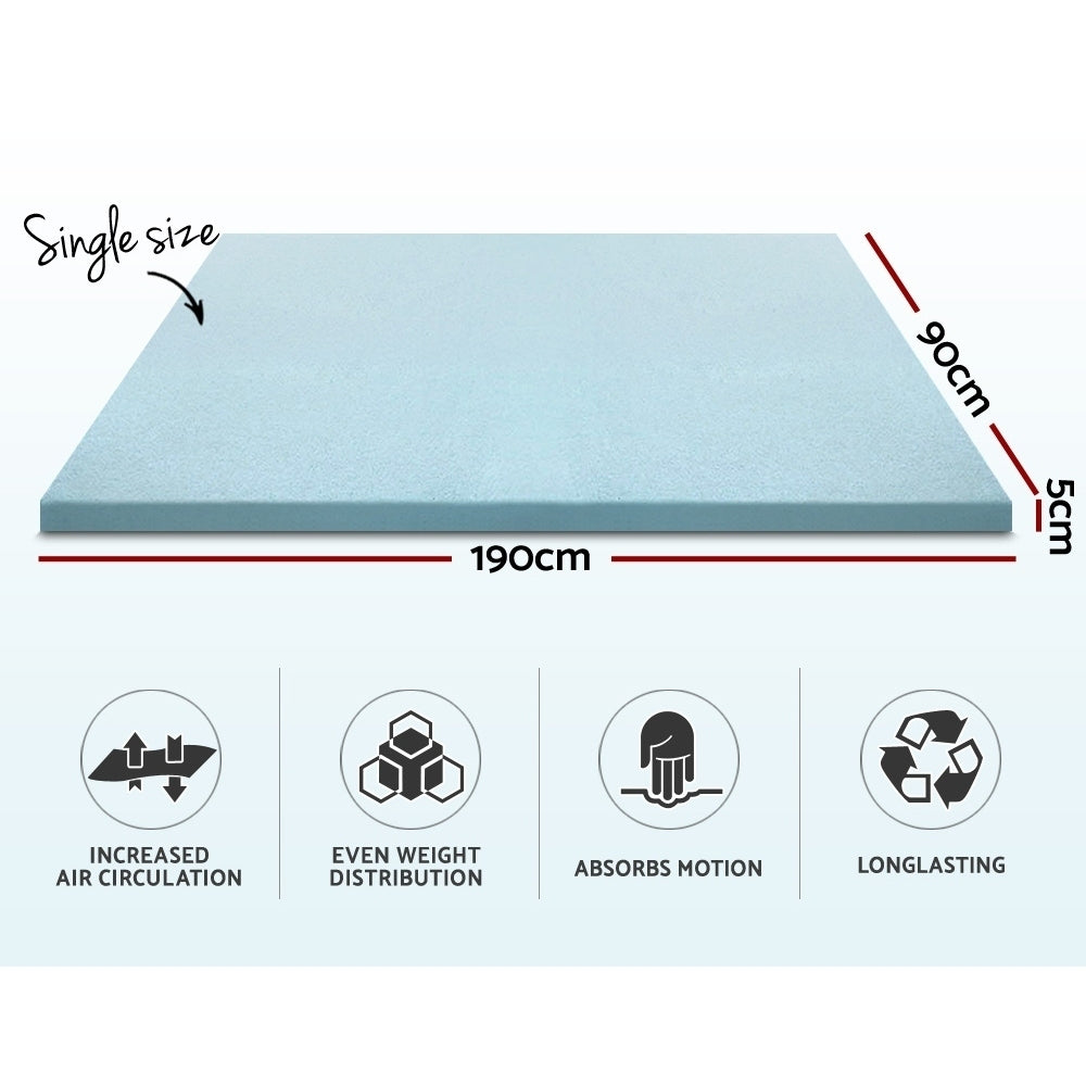 Giselle Bedding Memory Foam Mattress Topper Cool Gel 5cm Single MATTRESS-TOP-C-GEL-5-S