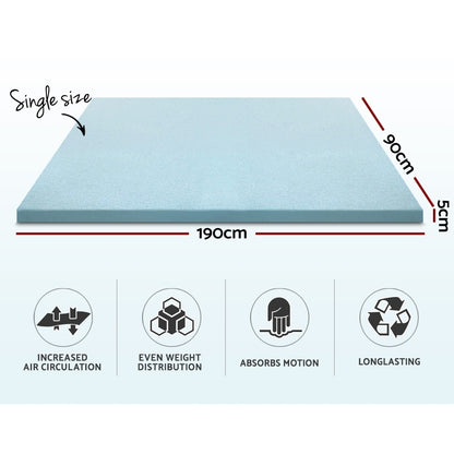 Giselle Bedding Memory Foam Mattress Topper Cool Gel 5cm Single MATTRESS-TOP-C-GEL-5-S