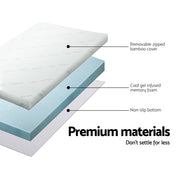 Giselle Bedding Memory Foam Mattress Topper Cool Gel 5cm Single MATTRESS-TOP-C-GEL-5-S