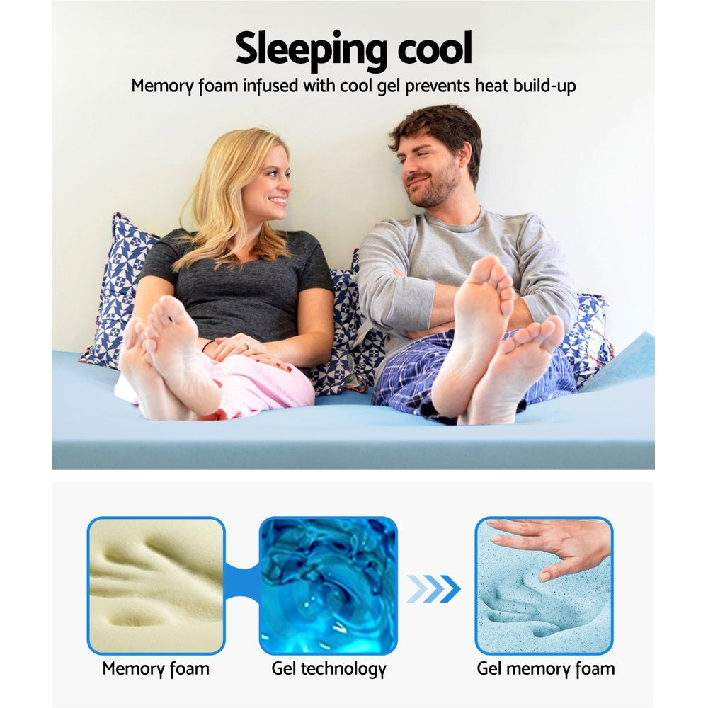 Giselle Bedding Memory Foam Mattress Topper Cool Gel 8cm King MATTRESS-TOP-C-GEL-8-K