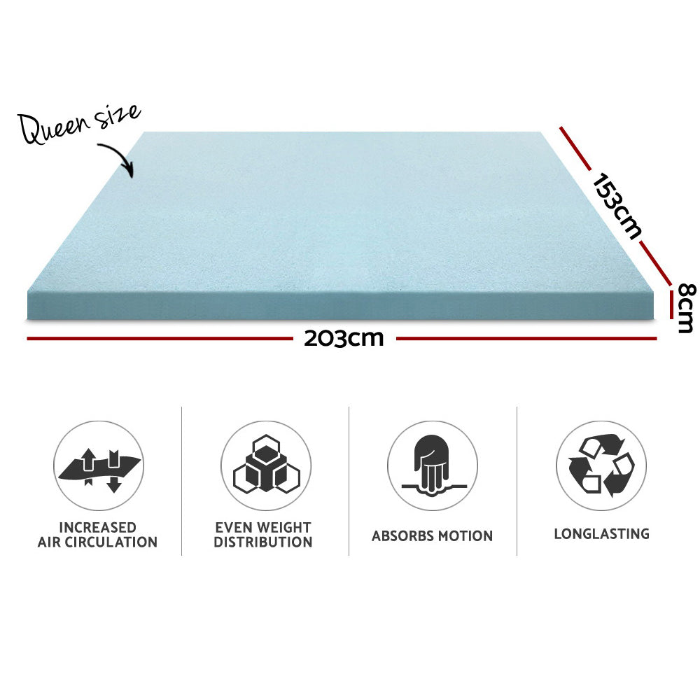Giselle Bedding Memory Foam Mattress Topper Cool Gel 8cm Queen MATTRESS-TOP-C-GEL-8-Q
