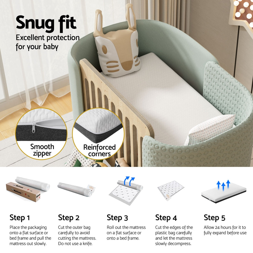 13cm Giselle Baby Cot Mattress Gel Foam MATTRESS-TOP-COT-WH