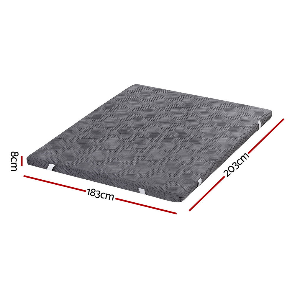 Giselle 8cm Memory Foam Mattress Topper Gel Dual Layer Foam Bamboo King MATTRESS-TOP-DL-8-K