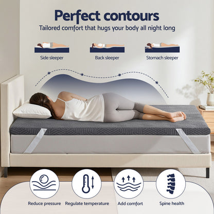 Giselle 8cm Memory Foam Mattress Topper Gel Dual Layer Foam Bamboo King MATTRESS-TOP-DL-8-K