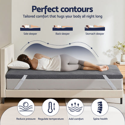 Giselle 8cm Memory Foam Mattress Topper Gel Dual Layer Foam Bamboo King Single MATTRESS-TOP-DL-8-KS