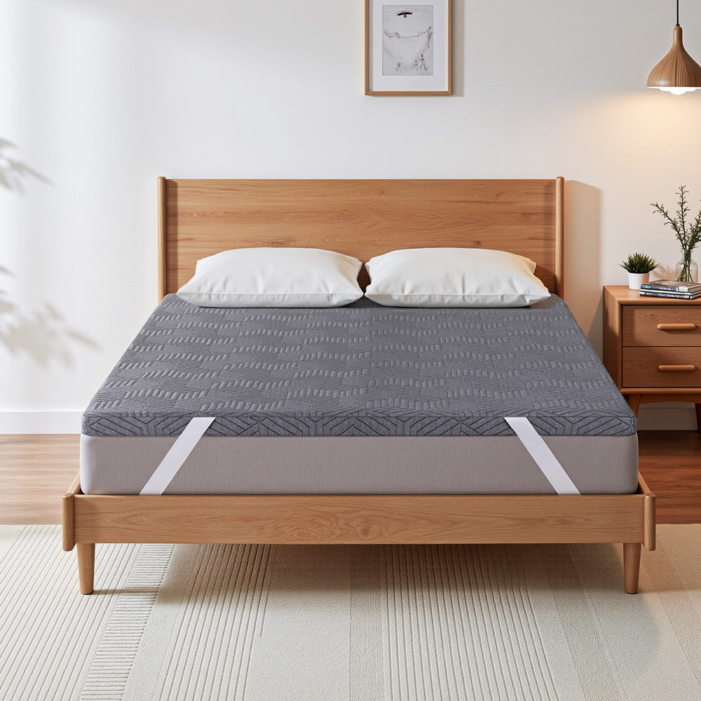 Giselle 8cm Memory Foam Mattress Topper Gel Dual Layer Foam Bamboo Queen MATTRESS-TOP-DL-8-Q