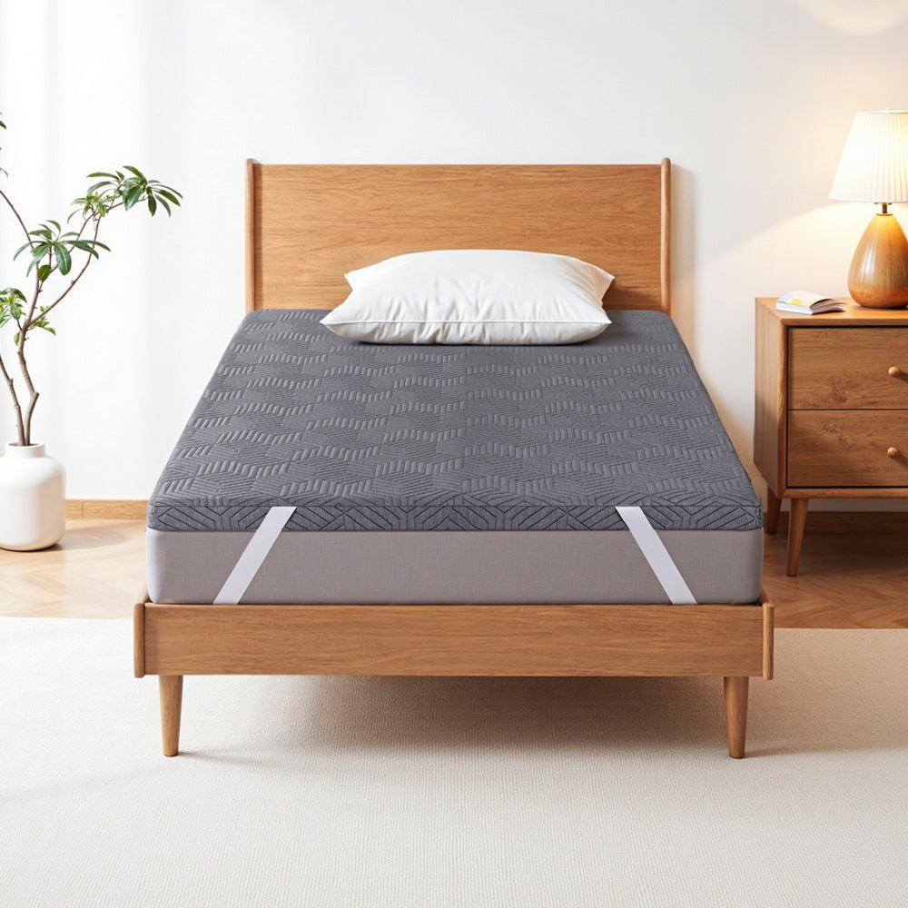 Giselle 8cm Memory Foam Mattress Topper Gel Dual Layer Foam Bamboo Single MATTRESS-TOP-DL-8-S