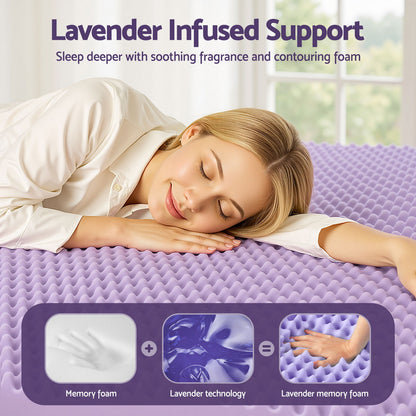 Giselle 5cm Memory Foam Mattress Topper Lavender Infused Egg Crate Pad Mat King MATTRESS-TOP-EC-5LA-K