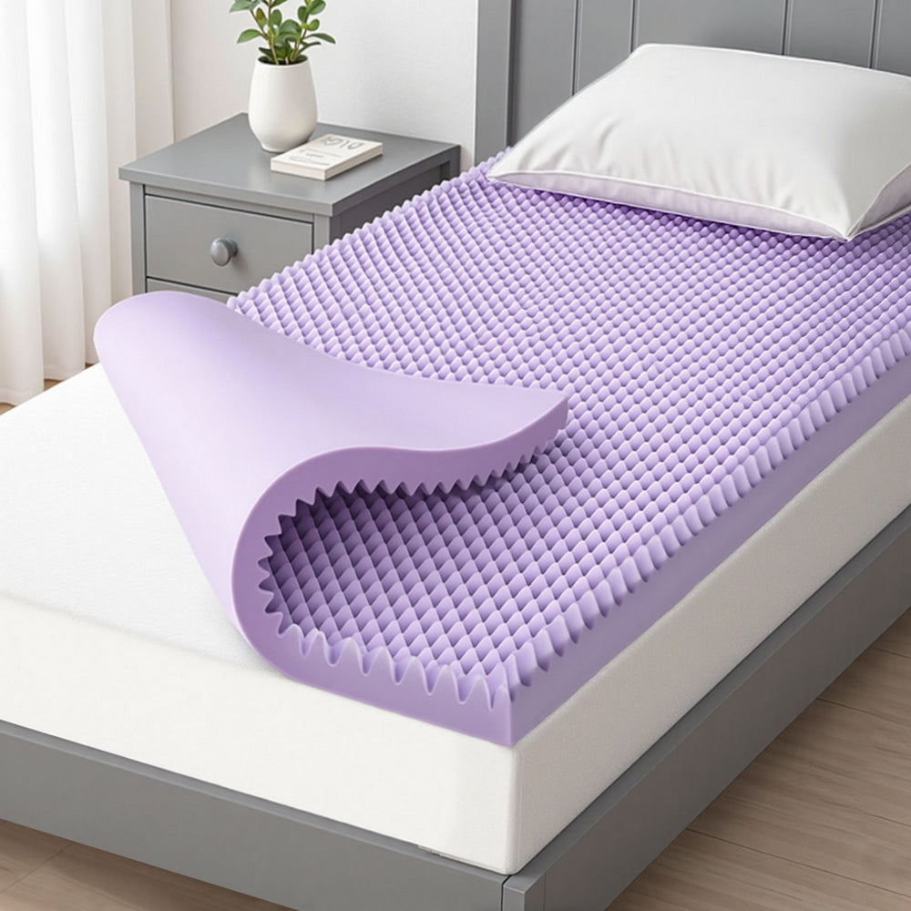 Giselle 5cm Memory Foam Mattress Topper Lavender Infused Egg Crate King Single MATTRESS-TOP-EC-5LA-KS