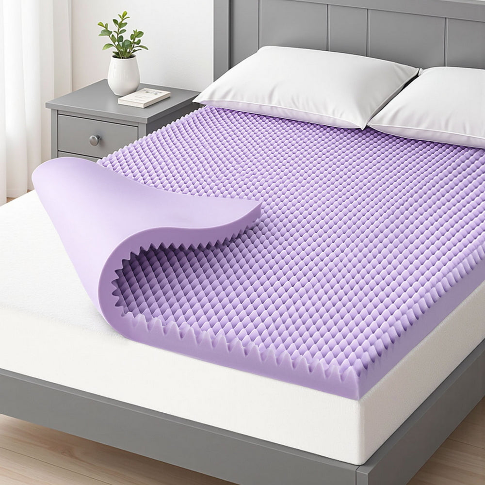 Giselle 5cm Memory Foam Mattress Topper Lavender Infused Egg Crate Pad Mat Queen MATTRESS-TOP-EC-5LA-Q