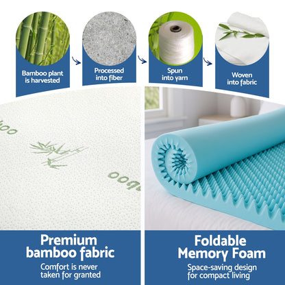 Giselle 8cm Memory Foam Mattress Topper Gel Egg Crate Foam Bamboo King MATTRESS-TOP-EC-BAM-8-K