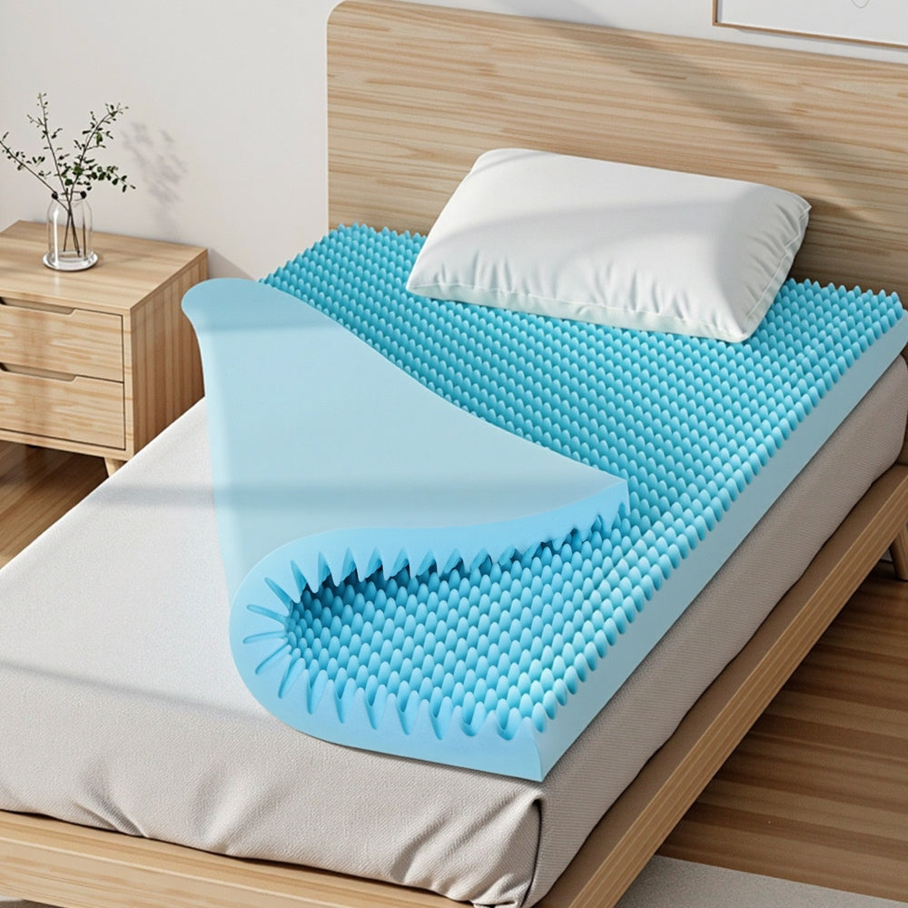 Giselle 8cm Memory Foam Mattress Topper Gel Egg Crate Foam Bamboo Single MATTRESS-TOP-EC-BAM-8-S