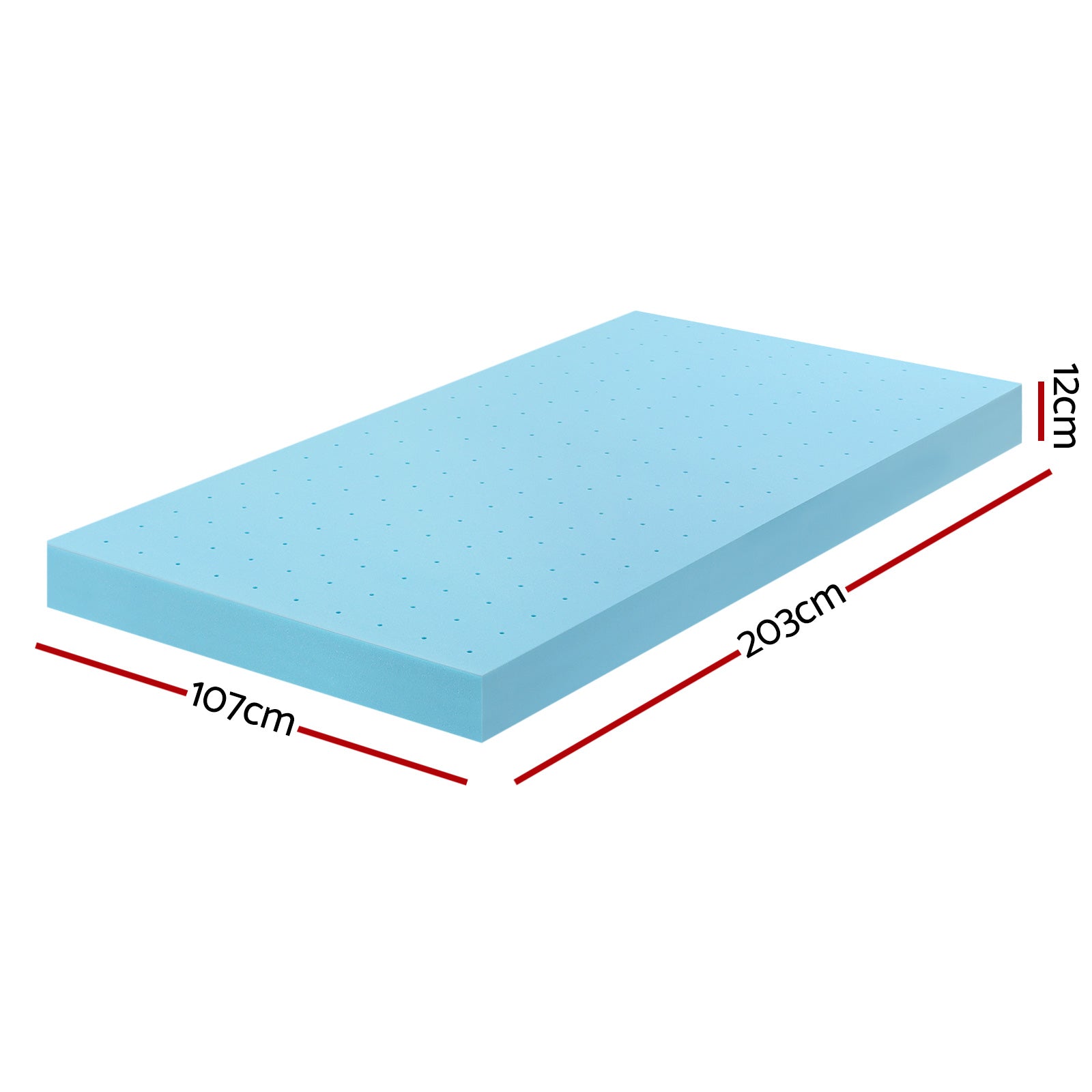 Giselle 12cm Memory Foam Mattress Topper Ventilated Cool Gel Bamboo Cover King Single