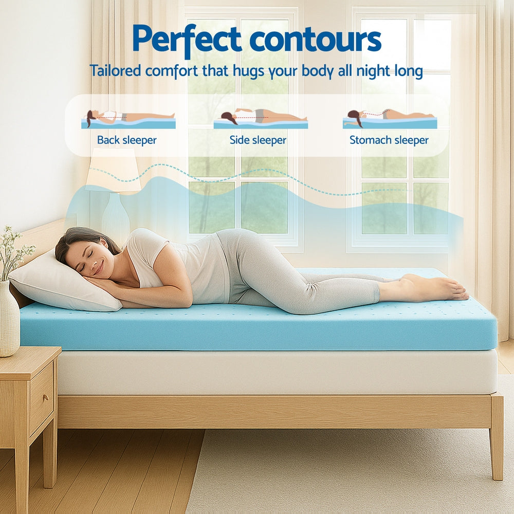 Giselle 12cm Memory Foam Mattress Topper Ventilated Cool Gel Bamboo Cover King Single