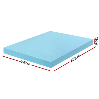 Giselle 12cm Memory Foam Mattress Topper Ventilated Cool Gel Bamboo Cover Queen MATTRESS-TOP-VH-GEL-12-Q