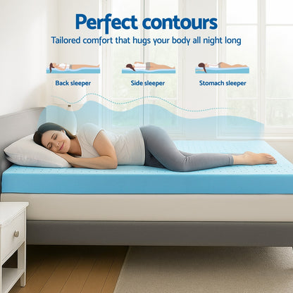 Giselle 12cm Memory Foam Mattress Topper Ventilated Cool Gel Bamboo Cover Queen MATTRESS-TOP-VH-GEL-12-Q