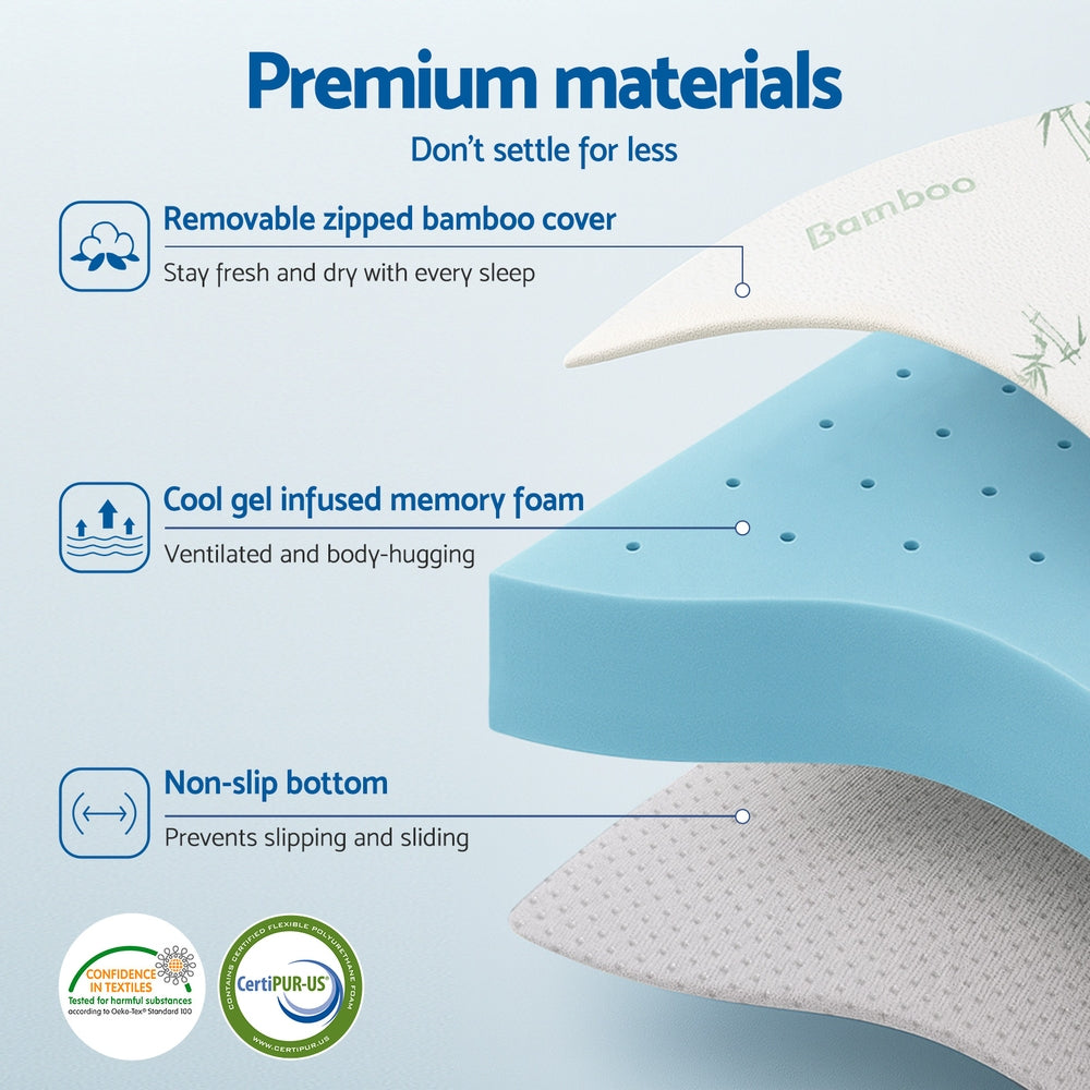 Giselle 12cm Memory Foam Mattress Topper Ventilated Cool Gel Bamboo Cover Queen MATTRESS-TOP-VH-GEL-12-Q