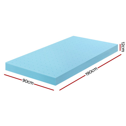 Giselle 12cm Memory Foam Mattress Topper Ventilated Cool Gel Bamboo Cover Single MATTRESS-TOP-VH-GEL-12-S