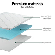 Giselle Bedding Memory Foam Mattress Topper Ventilated Cool Gel 5cm Double MATTRESS-TOP-VH-GEL-5-D