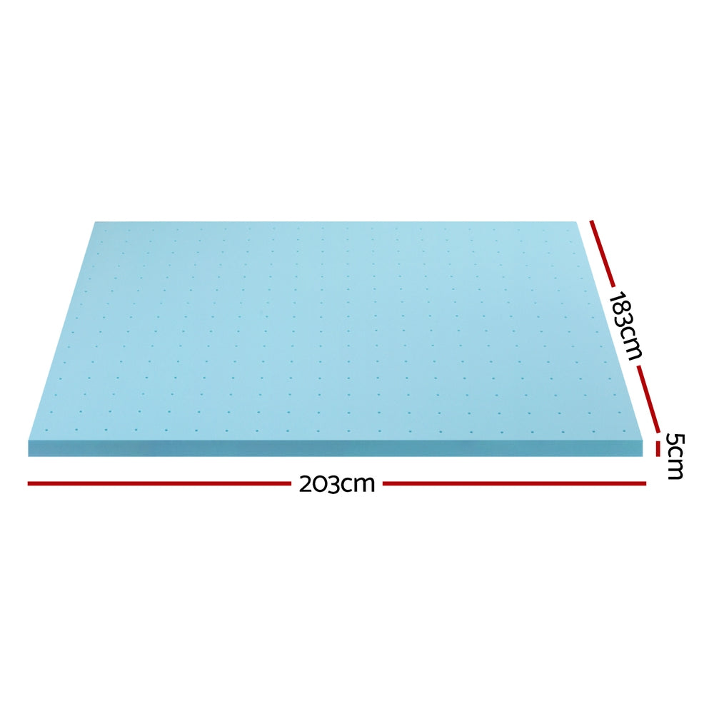 Giselle Bedding Memory Foam Mattress Topper Ventilated Cool Gel 5cm King MATTRESS-TOP-VH-GEL-5-K