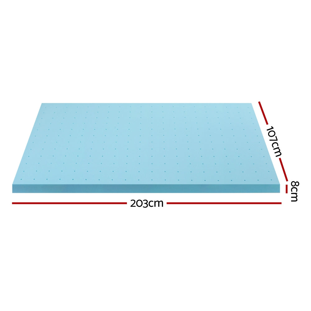 Giselle Bedding Memory Foam Mattress Topper Ventilated Cool Gel 8cm King Single MATTRESS-TOP-VH-GEL-8-KS