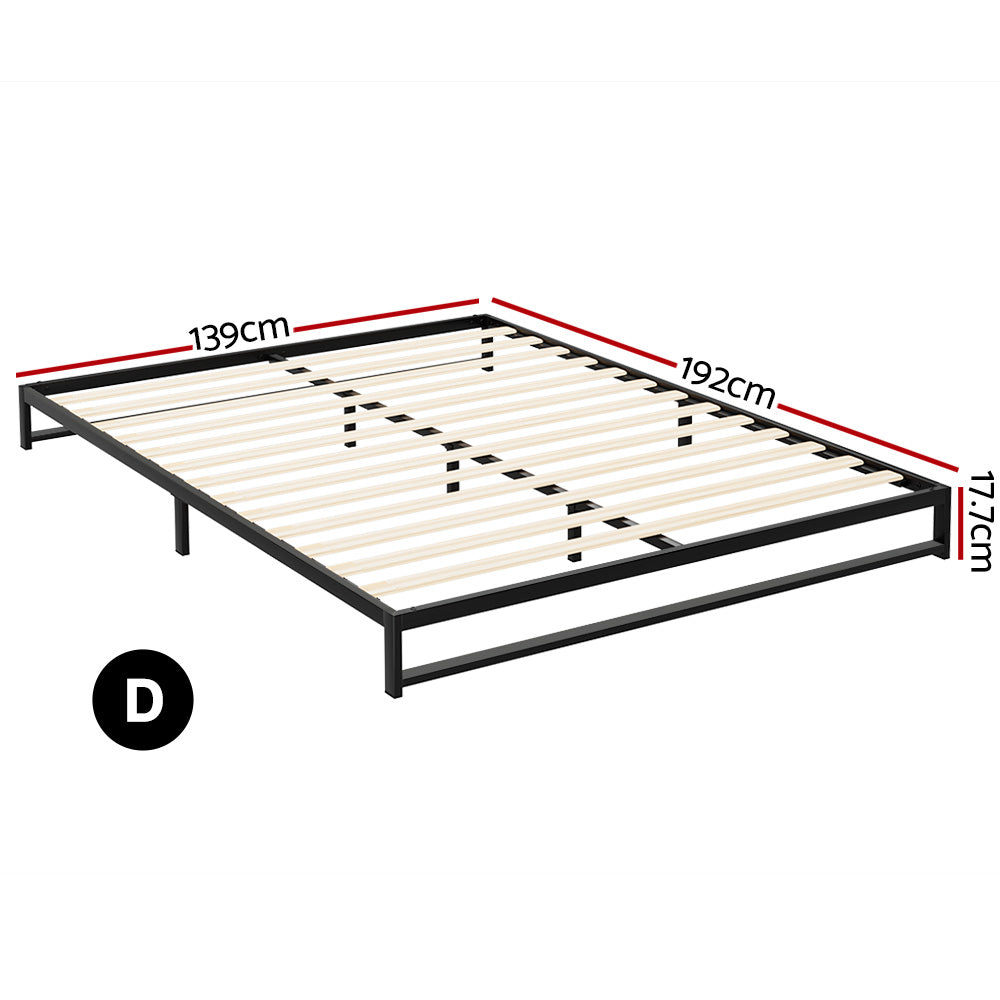 Artiss Bed Frame Double Size Metal BERU MBED-C-BERU-D-BK-AB