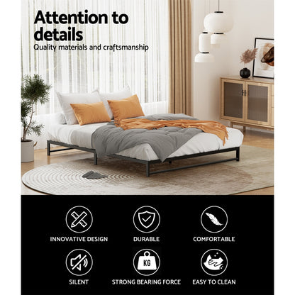 Artiss Bed Frame Double Size Metal BERU MBED-C-BERU-D-BK-AB