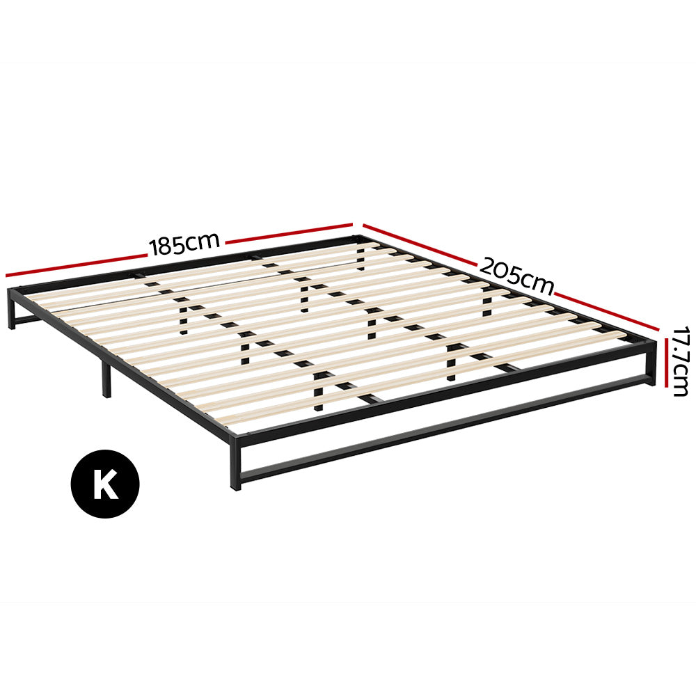 Artiss BERU Black King Low Profile Metal Bed Frame MBED-C-BERU-K-BK-AB