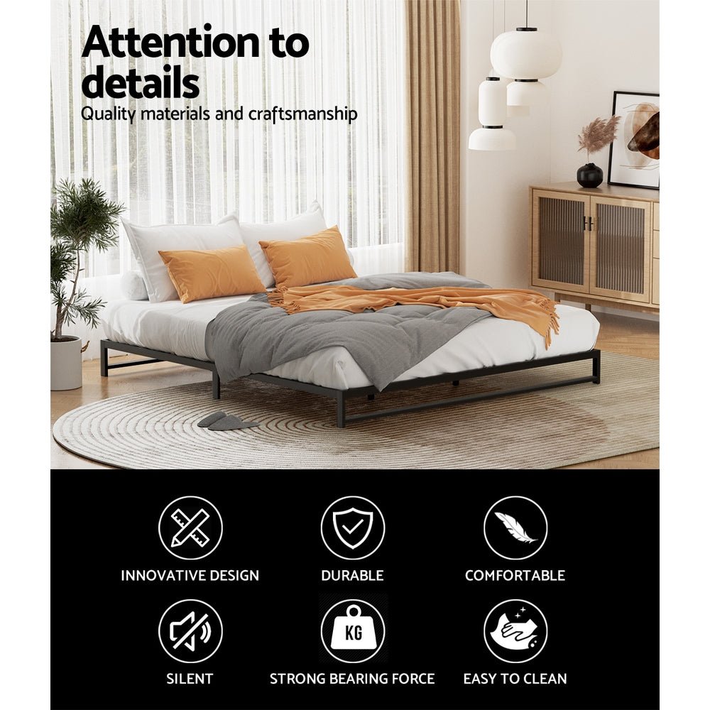Artiss BERU Black King Low Profile Metal Bed Frame MBED-C-BERU-K-BK-AB