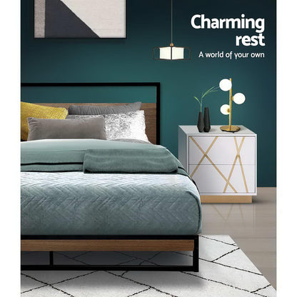 Artiss Bed Frame Double Size Metal Bed Frame DANE MBED-C-DANE-D-BK