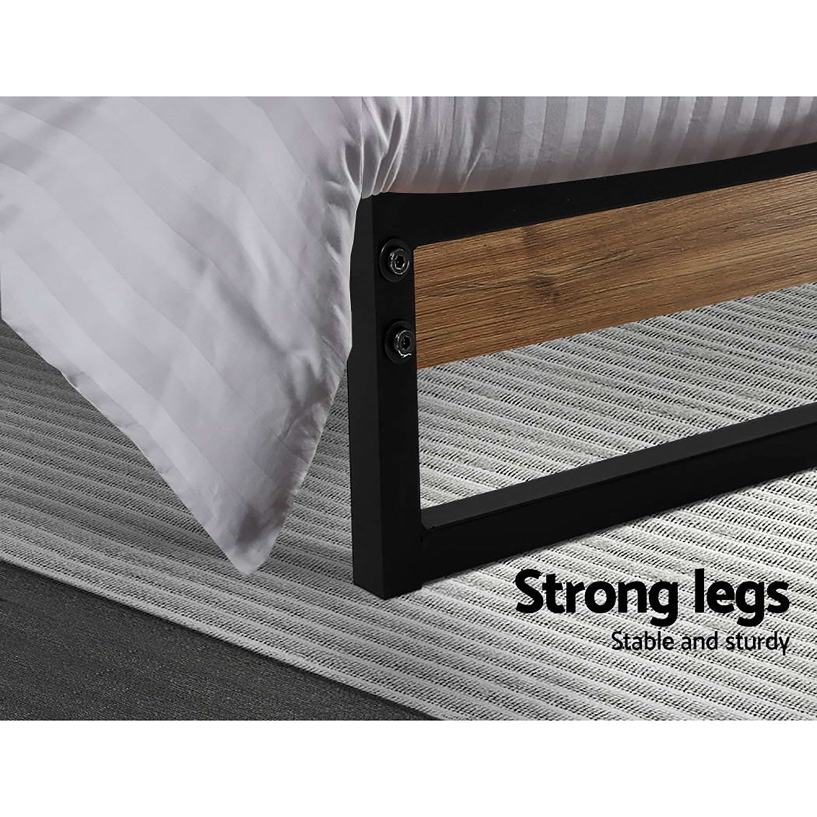 Artiss Bed Frame Single Size Metal Bed Frame DANE MBED-C-DANE-S-BK