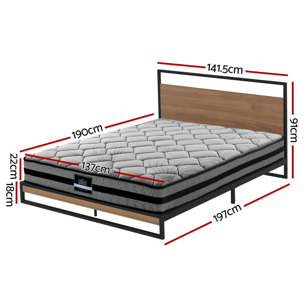 Artiss DANE Double Bed Frame with Pocket Spring Mattress