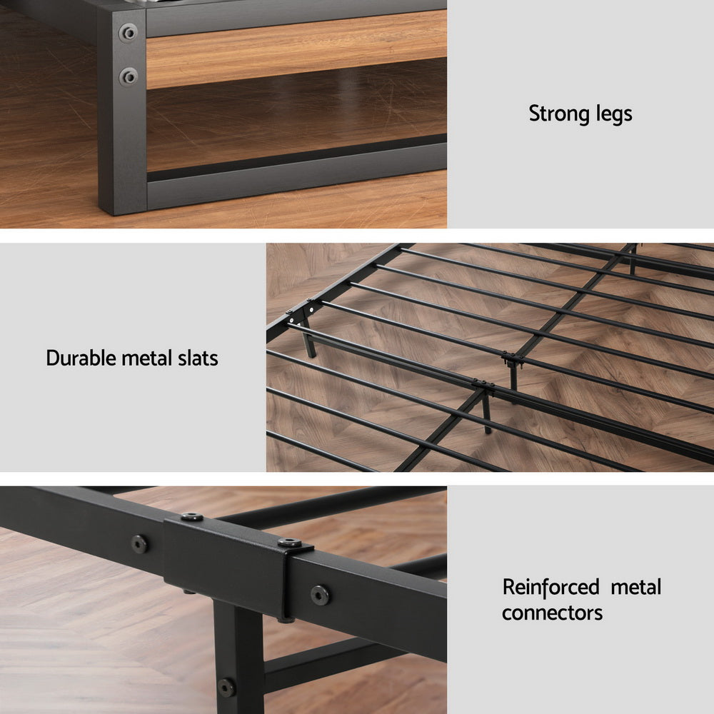 Artiss Bed Frame Queen Size Metal Frame DANE with Mattress MBED-C-DANE-TT22-Q-BK-AB