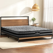 Artiss Bed Frame Queen Size Metal Frame DANE with Mattress MBED-C-DANE-TT22-Q-BK-AB